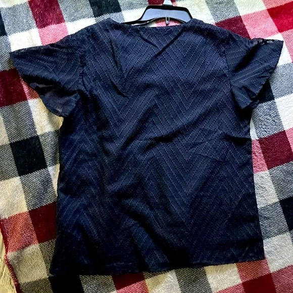 SHEIN Frenchy Solid Butterfly Sleeve V Neck Blouse - Picture 8 of 8